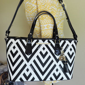 Brahmin Mini Asher Black White Ville & Ady Wallet